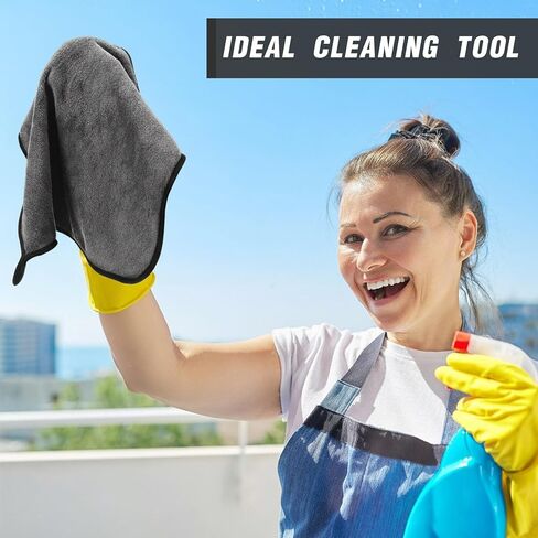 Tallew 18 Pcs Microfiber Towels 16 Inch x 16 Inch Microfiber Cloth Car Drying Towels for Cars Washing Polishing Office Windows Cleaning Household Supplies (Gray) in Saudi Arabia