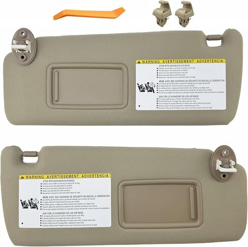 زوج من واقي الشمس من الجانب الأيسر والأيمن مع مشابك لسيارة Toyota 4Runner 2010-2023 استبدال ظلة داخلية مع فانيتي #74320-35A91-B1 (لون رمادي) in Kuwait