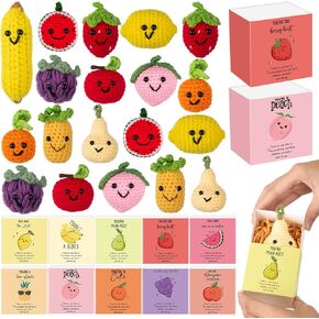 10 Sets Christmas Crochet Fruit Gifts Bulk Inspirational Positive Knitted Fruit Toys with Motivational Pun Box Work Stress Relief Appreciation Gifts for Team Employee Coworkers Teacher Office Favors in Saudi Arabia