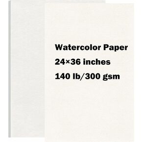 15 Sheets Large Watercolor Paper 140LB/300GSM Cotton Drawing Paper 24 x 36", Texture Blank Painting Paper for Student Artists School Studio Craft DIY in Kuwait
