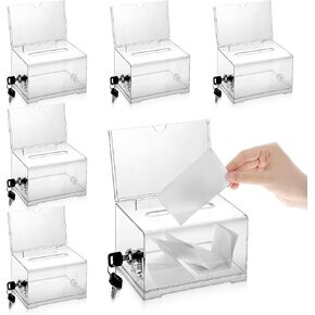 6 قطع من صندوق التبرعات من الأكريليك مع قفل وحامل لافتة، صندوق تذكرة يانصيب، طرف سحب، صناديق اقتراع آمنة، صناديق اقتراحات لجمع التبرعات للتصويت، وعاء رافلز - 6.3 × 4.7 × 3.9 بوصة in Kuwait