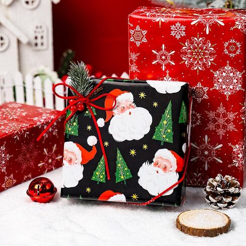 Yarcony Reversible Christmas Wrapping Paper, Green Wrapping Paper, Metallic Foil Luxury Deep Green Christmas Tree Design Decorative Gift Packaging for Holiday, New Year (Mini Roll, 17 Inch X 33 Feet) in Saudi Arabia