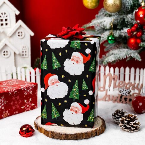 Yarcony Reversible Christmas Wrapping Paper, Green Wrapping Paper, Metallic Foil Luxury Deep Green Christmas Tree Design Decorative Gift Packaging for Holiday, New Year (Mini Roll, 17 Inch X 33 Feet) in Saudi Arabia