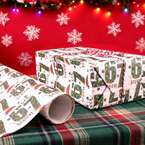 LHBMET 67 Christmas Wrapping Paper, 67 Christmas Ornament Meme Wrapping Paper, 6 7 Meme Funny Ornaments Teen Holiday Gift Wrap, Santa 6 7 Meme Xmas Gift Wrap（19 * 36IN+2 hemp ropes） (Green) in Saudi Arabia