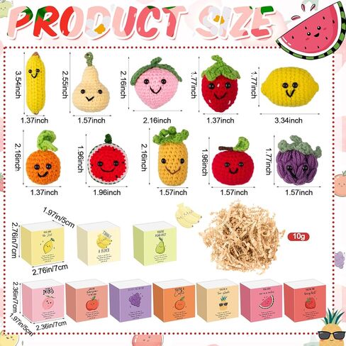 10 Sets Christmas Crochet Fruit Gifts Bulk Inspirational Positive Knitted Fruit Toys with Motivational Pun Box Work Stress Relief Appreciation Gifts for Team Employee Coworkers Teacher Office Favors in Saudi Arabia