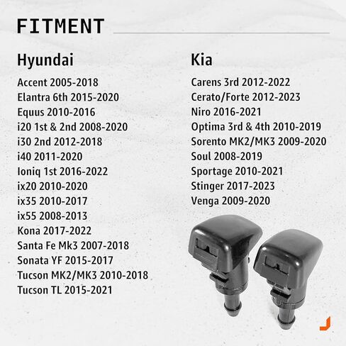 Windshield Washer Spray Nozzles replacement for Hyundai Elantra, Sonata, Santa Fe,Tucson, Kia Sorento, Soul, Sportage, Forte OE# 98630-2K100, 98630-3J000 Click&Fit accessories OE# 98630-2K100 in Kuwait