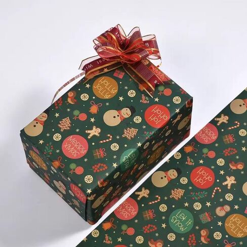 Amouy Christmas Wrapping Paper for Kids Adults - Reindeer, Stripes, Snowman,Woodlands, Snowman, Red Gift Winter Scene Designs - 28 x 40 Inches per, 4Jumbo Sheets, Recycled in Kuwait