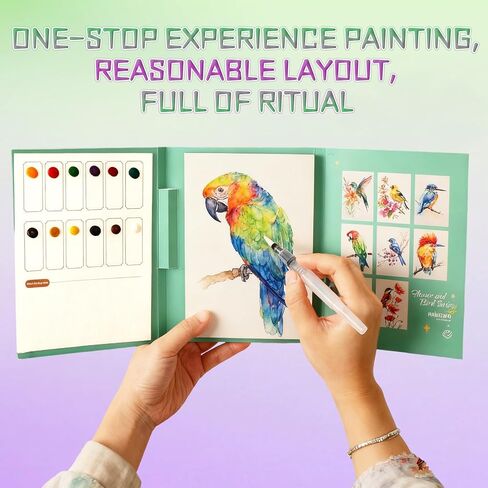 مجموعة تخفيف التوتر الإبداعية Breathly Creative، 2026 مجموعة طلاء كتب فنية جديدة بالألوان المائية، كتاب تلوين بالألوان المائية للبالغين، لوحة ألوان مائية ثلاثية الطي للمبتدئين والمتحمسين (وقت هادئ) in Kuwait