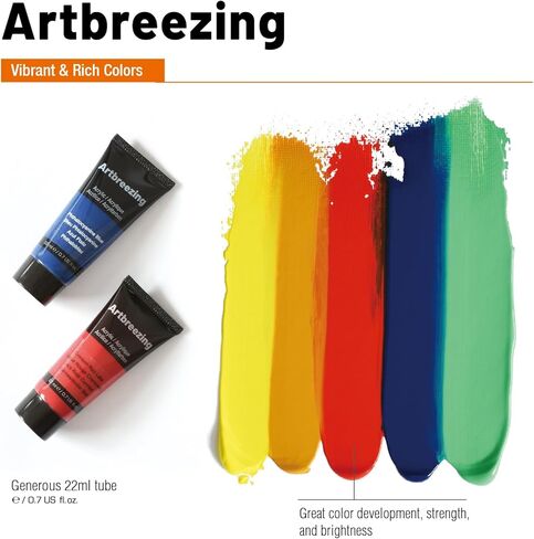 مجموعة طلاء حامل الطاولة من 31 قطعة من Artbreezing، طلاء أكريليك، حامل محمول، فرش، قماش، مريلة، حقيبة حمل بلاستيكية، مجموعة فنية للأطفال والكبار والمبتدئين والفنانين (SET-31PCS-18 * 12ML) in Saudi Arabia