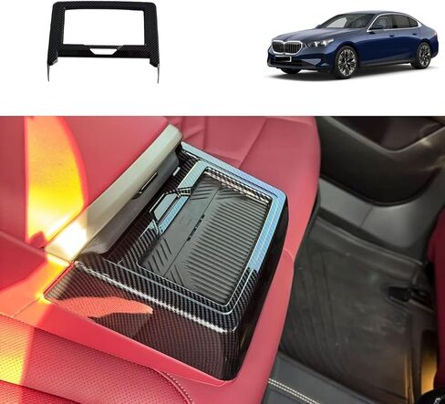 Car Accessories Compatible with BMW 5 Series Sedan 530i 540i 2024 2025(G60) Seat Cup Holder Cover Second Row Water Cup Holder Panel Trim ABS 1PC(Carbon Fiber Style) in Saudi Arabia