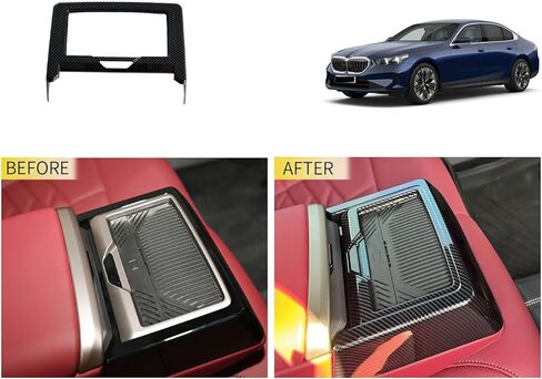 Car Accessories Compatible with BMW 5 Series Sedan 530i 540i 2024 2025(G60) Seat Cup Holder Cover Second Row Water Cup Holder Panel Trim ABS 1PC(Carbon Fiber Style) in Saudi Arabia