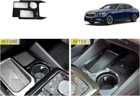 Car Accessories Compatible with BMW 5 Series Sedan 530i 540i 2024 2025(G60) Seat Cup Holder Cover Second Row Water Cup Holder Panel Trim ABS 1PC(Carbon Fiber Style) in Saudi Arabia