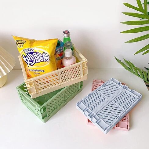 Small Pastel Plastic Storage Baskets, Collapsible Crates for Organizing, Space-Saving Mini Bins for Classroom, Kitchen, Office, Bedroom (5.8" x 3.8" x 2.2") in Saudi Arabia