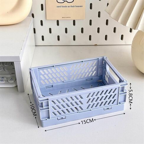 Small Pastel Plastic Storage Baskets, Collapsible Crates for Organizing, Space-Saving Mini Bins for Classroom, Kitchen, Office, Bedroom (5.8" x 3.8" x 2.2") in Saudi Arabia
