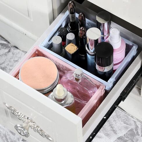 Small Pastel Plastic Storage Baskets, Collapsible Crates for Organizing, Space-Saving Mini Bins for Classroom, Kitchen, Office, Bedroom (5.8" x 3.8" x 2.2") in Saudi Arabia