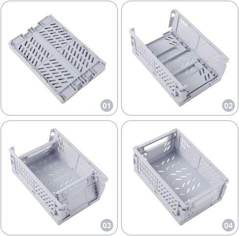 1 Pcs Plastic Storage Basket, 9.8x6.5x3.9in Collapsible Storage Crate for Organizing, Foldable Storage Bins Basket for Home Office Desktop Drawer Kitchen Bathroom Bedroom (Blue) in Saudi Arabia