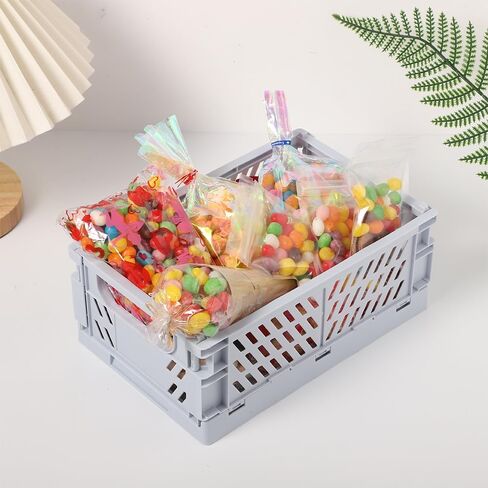 1 Pcs Plastic Storage Basket, 9.8x6.5x3.9in Collapsible Storage Crate for Organizing, Foldable Storage Bins Basket for Home Office Desktop Drawer Kitchen Bathroom Bedroom (Blue) in Saudi Arabia