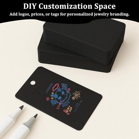 100 Pcs Earring Display Cards with 100Pcs Self Adhesive Bags for Earrings Jewelry Display and 200 Pcs Clear Earring Backs Black Paper Tags for DIY Ear Studs and Earrings, 3.5 x 2.4 Inches in Saudi Arabia