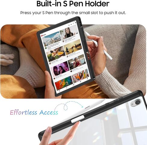 حافظة Fintie Hybrid رفيعة لهاتف Samsung Galaxy Tab S11 5G 11 بوصة موديل 2025 (SM-X730/X736B) مع حامل قلم S، غطاء مقاوم للصدمات مع غطاء خلفي شفاف شفاف، استيقاظ/نوم تلقائي، رخام أرجواني in Saudi Arabia