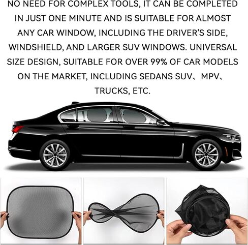 2PCS Car Window Sun Shades, Window Shade for Baby Effectively Block UV Rays Provides Glare Mesh Windows Protection Cover, Universal Car Interior Accessories in Kuwait