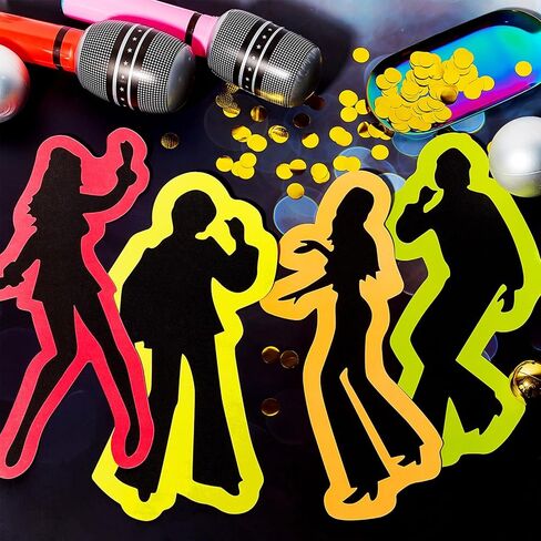 12 Pieces Disco Cutouts Disco Party Decorations Retro 70s Silhouettes Dance Cutouts Wall Stickers for Halloween 70s 80s Theme Party Boogie Hippie Sock Hop Birthday Supplies in Saudi Arabia