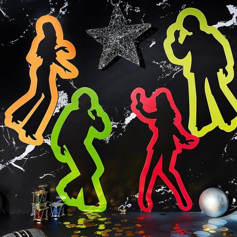 12 Pieces Disco Cutouts Disco Party Decorations Retro 70s Silhouettes Dance Cutouts Wall Stickers for Halloween 70s 80s Theme Party Boogie Hippie Sock Hop Birthday Supplies in Saudi Arabia