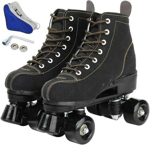 Risup Roller Skates للنساء والرجال، أحذية عالية الجودة من جلد البقر، زلاجات دوارة كلاسيكية بصف مزدوج، زلاجات دوارة بأربع عجلات للرجال والبنات للجنسين، عيد الميلاد in Kuwait