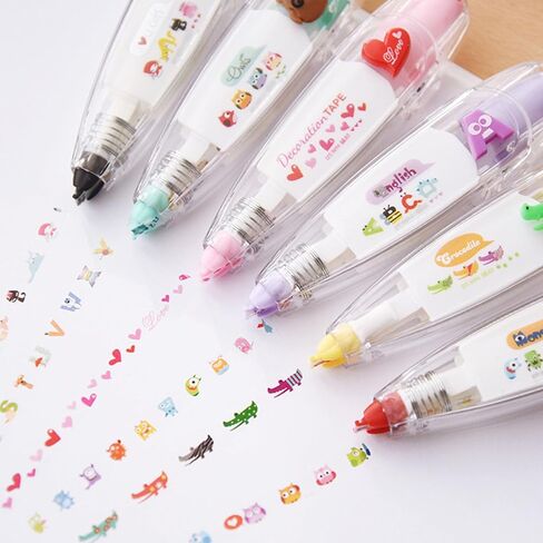 DIY Lace Decoration Tape Pen, Cute Erasers Decorative Pens, Scrapbooking Stickers Diary Decor Tape, Lace Correction Tape Roller Pen, Creative Cartoon Pattern Decorative Tape for Kid Adult (6PCS) in Saudi Arabia
