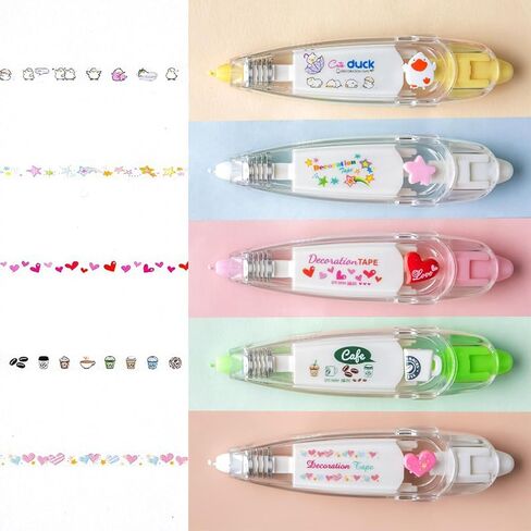 DIY Lace Decoration Tape Pen, Cute Erasers Decorative Pens, Scrapbooking Stickers Diary Decor Tape, Lace Correction Tape Roller Pen, Creative Cartoon Pattern Decorative Tape for Kid Adult (6PCS) in Saudi Arabia