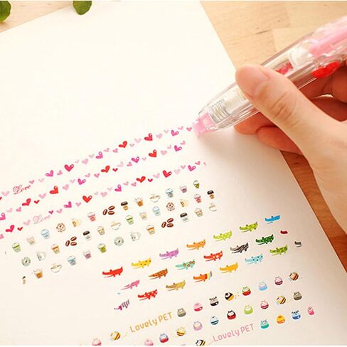 DIY Lace Decoration Tape Pen, Cute Erasers Decorative Pens, Scrapbooking Stickers Diary Decor Tape, Lace Correction Tape Roller Pen, Creative Cartoon Pattern Decorative Tape for Kid Adult (6PCS) in Saudi Arabia