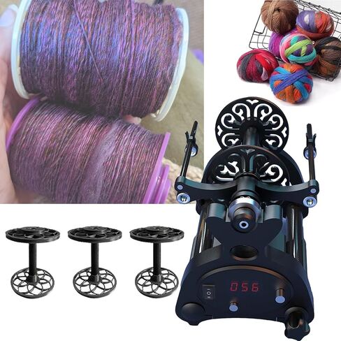 Electric Household Mini Digital Display Spinning Wheel Wool Spinning Fibre Spinning Wheel with Pedal(Black) in Saudi Arabia