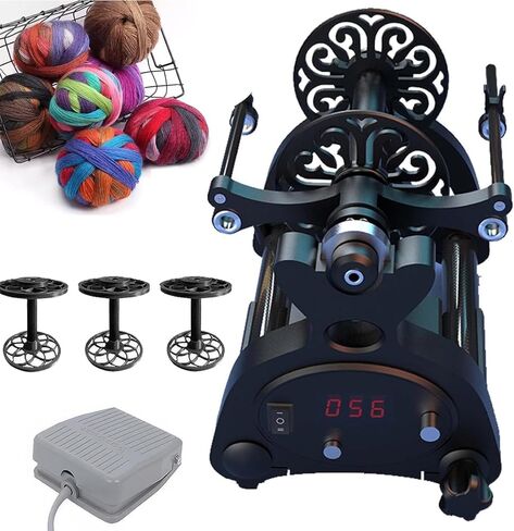 Household Mini Electric Spinning Wheel Installation-Free Speed Adjustable 12V Textile Dog Hair Wool Cotton Single Strand Wool(Black+Blue) in Saudi Arabia