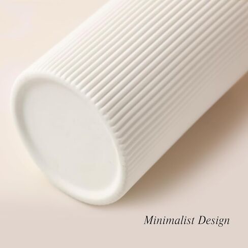 White Ceramic Vase for Pampas Grass & Fresh Flowers, Minimalist Modern Home Decor, Matte Finish Vase for Table, Fireplace, Shelf, Mantel, Entryway and Centerpieces in Kuwait