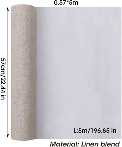 Canvas Roll 0.57x5M White Black Cotton and Linen Blend Canvas Roll,Blank Canvas Oil Painting(Linen 0.57x5M) in Saudi Arabia