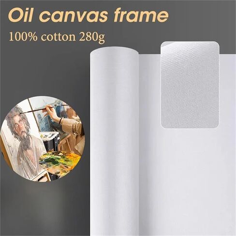 Canvas Roll 5m White Canvas Roll 280g Cotton Beginners Practice Painting for Oil Painting 27/37/47/57cm Wide(0.57x5m) in Saudi Arabia