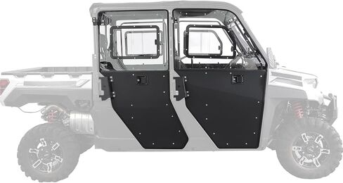 أبواب UTV 2 في 1 قابلة للتحويل من KEMIMOTO مع نافذة تهوية، متوافقة مع Polaris Ranger Crew XP 1000 2018-2025، نوافذ علوية قابلة للإزالة للكمبيوتر الشخصي وألواح أبواب سفلية PP (مجموعة 4 أبواب) in Kuwait