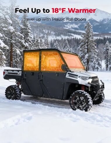 أبواب UTV 2 في 1 قابلة للتحويل من KEMIMOTO مع نافذة تهوية، متوافقة مع Polaris Ranger Crew XP 1000 2018-2025، نوافذ علوية قابلة للإزالة للكمبيوتر الشخصي وألواح أبواب سفلية PP (مجموعة 4 أبواب) in Kuwait
