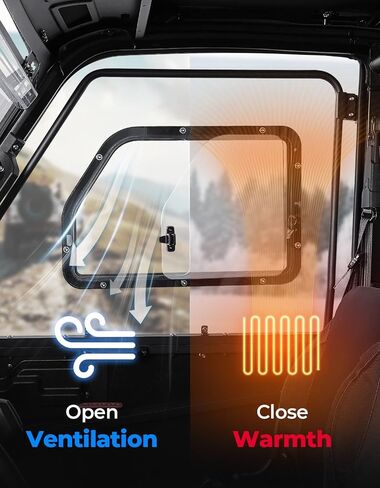أبواب UTV 2 في 1 قابلة للتحويل من KEMIMOTO مع نافذة تهوية، متوافقة مع Polaris Ranger Crew XP 1000 2018-2025، نوافذ علوية قابلة للإزالة للكمبيوتر الشخصي وألواح أبواب سفلية PP (مجموعة 4 أبواب) in Kuwait