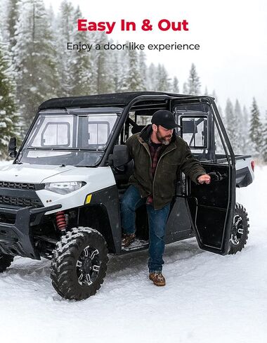 أبواب UTV 2 في 1 قابلة للتحويل من KEMIMOTO مع نافذة تهوية، متوافقة مع Polaris Ranger Crew XP 1000 2018-2025، نوافذ علوية قابلة للإزالة للكمبيوتر الشخصي وألواح أبواب سفلية PP (مجموعة 4 أبواب) in Kuwait