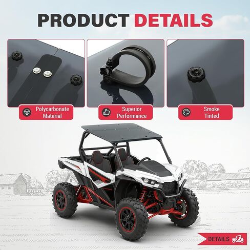 HECASA Hard Roof Top Compatible with 2020-2025 Kawasaki Teryx KRX 1000 Polycarbonate Smoke Tinted Top Roof in Saudi Arabia