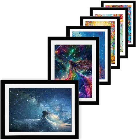 Betionol Diamond Painting Frames, Display 12x16in/30x40cm Diamond Painting Pictures or Photos, Black Natural Solid Wood Picture Frame with Acrylic Protection Glass, Back Mat And Hanging Kit in Saudi Arabia