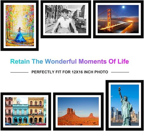 Betionol Diamond Painting Frames, Display 12x16in/30x40cm Diamond Painting Pictures or Photos, Black Natural Solid Wood Picture Frame with Acrylic Protection Glass, Back Mat And Hanging Kit in Saudi Arabia