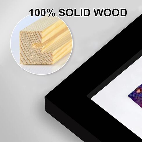 Betionol Diamond Painting Frames, Display 12x16in/30x40cm Diamond Painting Pictures or Photos, Black Natural Solid Wood Picture Frame with Acrylic Protection Glass, Back Mat And Hanging Kit in Saudi Arabia