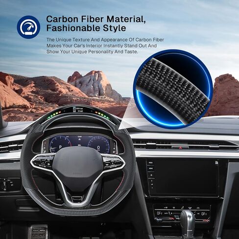Real Carbon Fiber Steering Wheel D-shaped with Red stitching Perforated Leather Steering Wheel for Transporter for Caddy for Passat for Polo mk6 for Atlas 2020-2024 in Saudi Arabia
