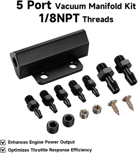 مجموعة مشعب فراغ عالمية - منافذ NPT مقاس 5 × 1/8 بوصة وواجهات NPT مقاس 1/2 بوصة - كتلة تفريغ من الألومنيوم باستخدام الحاسب الآلي لتعزيز التوربو وبوابة النفايات وأنظمة الوقود in Saudi Arabia