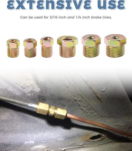 35PCS Brake Line Fittings,Car Accessories Rustproof Brass Inverted Flare Nuts Assortment,Brake Line Fitting Kit for Inverted Flares on 3/16" and 1/4" Tubing,Fit for Most Cars Trucks SUVs in Saudi Arabia