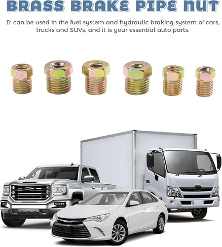 35PCS Brake Line Fittings,Car Accessories Rustproof Brass Inverted Flare Nuts Assortment,Brake Line Fitting Kit for Inverted Flares on 3/16" and 1/4" Tubing,Fit for Most Cars Trucks SUVs in Saudi Arabia