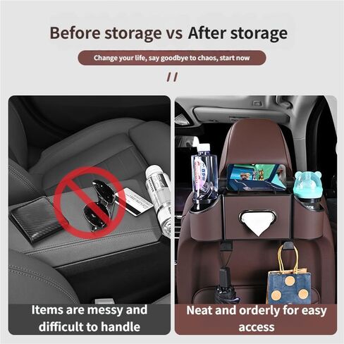 Car Organizer Back Seat, Multi-Pocket Backseat Car Organizer for Car Storage and Organization, Universal Car Seat Back Organizer， car tissue holder，for Travel, Family & Daily Use (BLACK) in Saudi Arabia