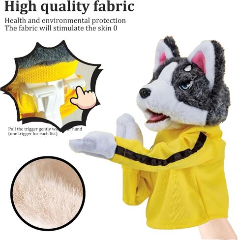 قطعتان من دمية يد الكلب كونغ فو هاسكي، دمية ملاكمة تفاعلية ناعمة وصوتية، ألعاب ملاكمة هاسكي قطيفة قابلة للغسل للأطفال الصغار، دمى حيوانات in Kuwait