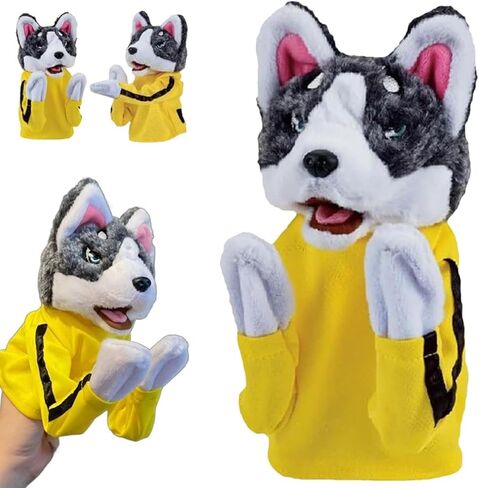 قطعتان من دمية يد الكلب كونغ فو هاسكي، دمية ملاكمة تفاعلية ناعمة وصوتية، ألعاب ملاكمة هاسكي قطيفة قابلة للغسل للأطفال الصغار، دمى حيوانات in Kuwait